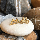 Mountain and Bicycle Stud Earrings