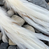 Angel wing long full cream feather earrings