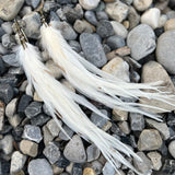 Angel wing long full cream feather earrings