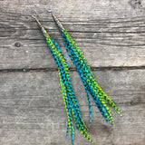 "HoopWest" Striped Lime & Turquoise Earrings