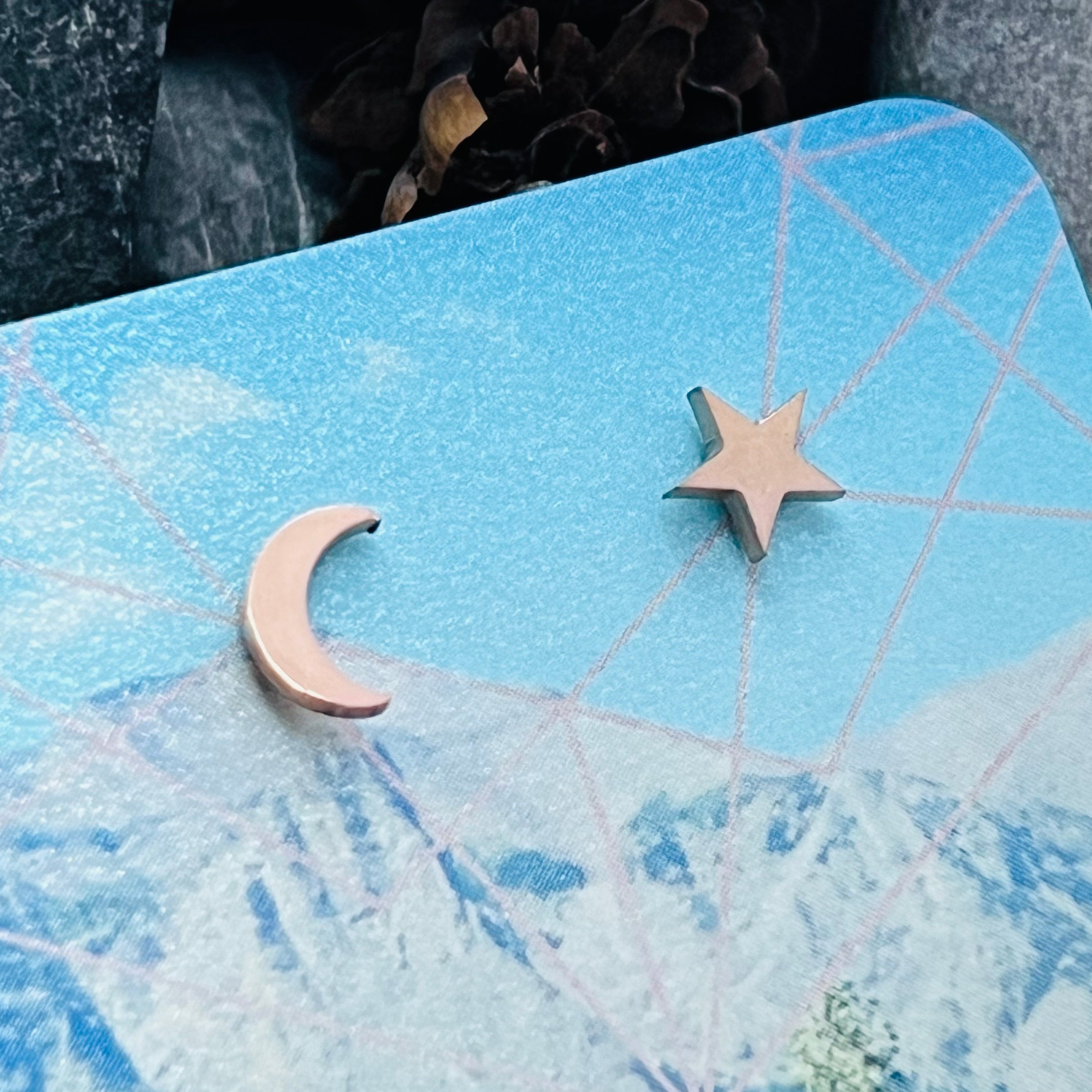 Moon and Star Stud Earrings