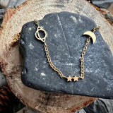Saturn, Stars, Moon Anklet