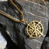 Compass rose charm pendant necklace