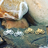 Stainless steel bike pair stud earrings