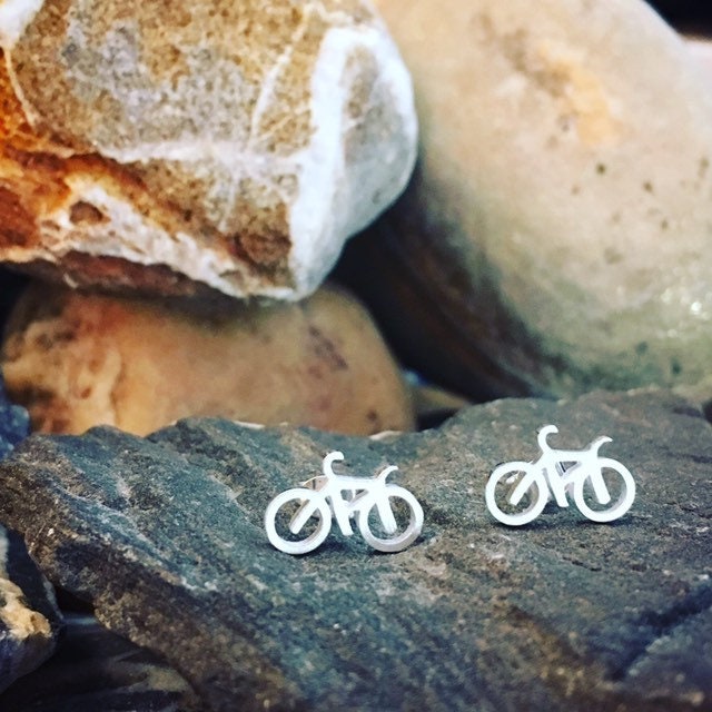 Stainless steel bike pair stud earrings