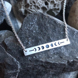 Stainless steel moon phases necklace