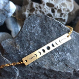 Stainless steel moon phases necklace