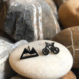 Mountain and Bicycle Stud Earrings