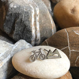 Mountain and Bicycle Stud Earrings