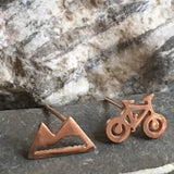 Mountain and Bicycle Stud Earrings