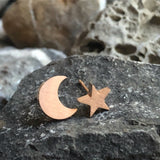 Moon and Star Stud Earrings