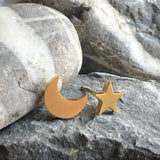 Moon and Star Stud Earrings