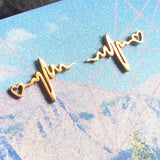 Stainless steel electrocardiogram stud earrings