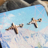 Stainless steel electrocardiogram stud earrings