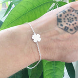 Stainless steel four leaf clover bracelet