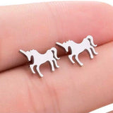 Stainless steel unicorn stud earrings