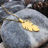 Stainless steel feather necklace