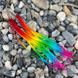 Rainbow ombré pride festival long feather earrings