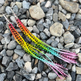 Pastel rainbow ombré long mixed solid grizzly feather earrings