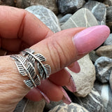 Sterling silver adjustable feather ring