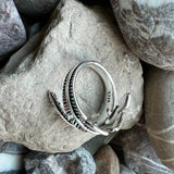 Sterling silver adjustable feather ring