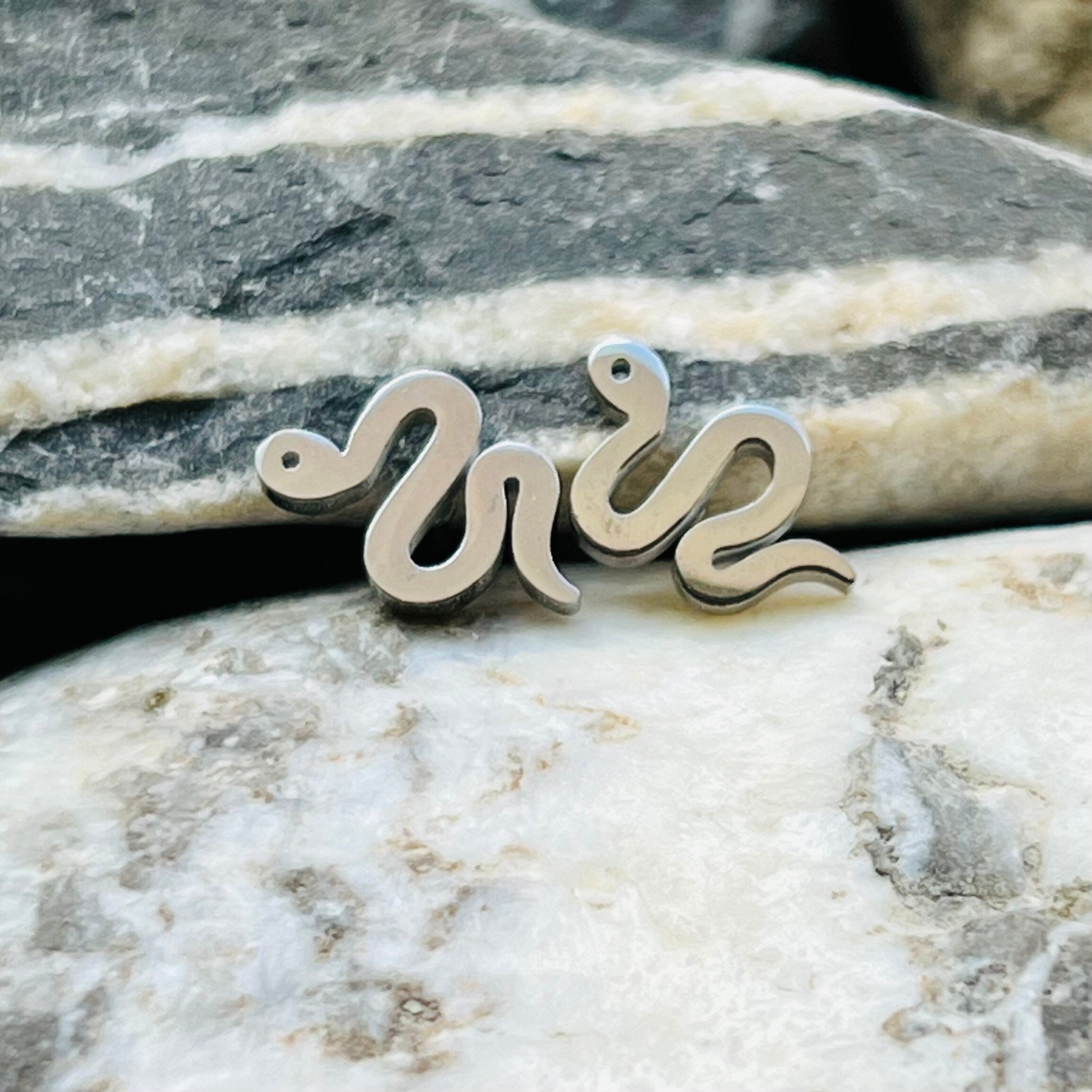 Stainless steel snake serpent stud earrings