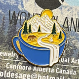Mountains in a Coffee Cup enamelled pin