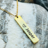 Stainless steel Jasper bar charm necklace