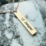 Stainless steel Jasper bar charm necklace