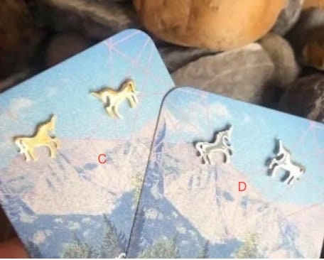 Stainless steel unicorn stud earrings