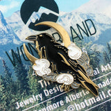 Raven and Moon Enamel Pin