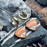 Stainless steel gold heart evil eye hoop earrings