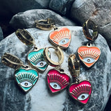 Stainless steel gold enamelled evil eye heart necklace