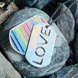 Rainbow love dog tag necklace