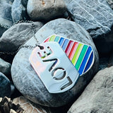 Rainbow love dog tag necklace