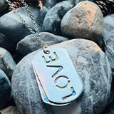 Rainbow love dog tag necklace