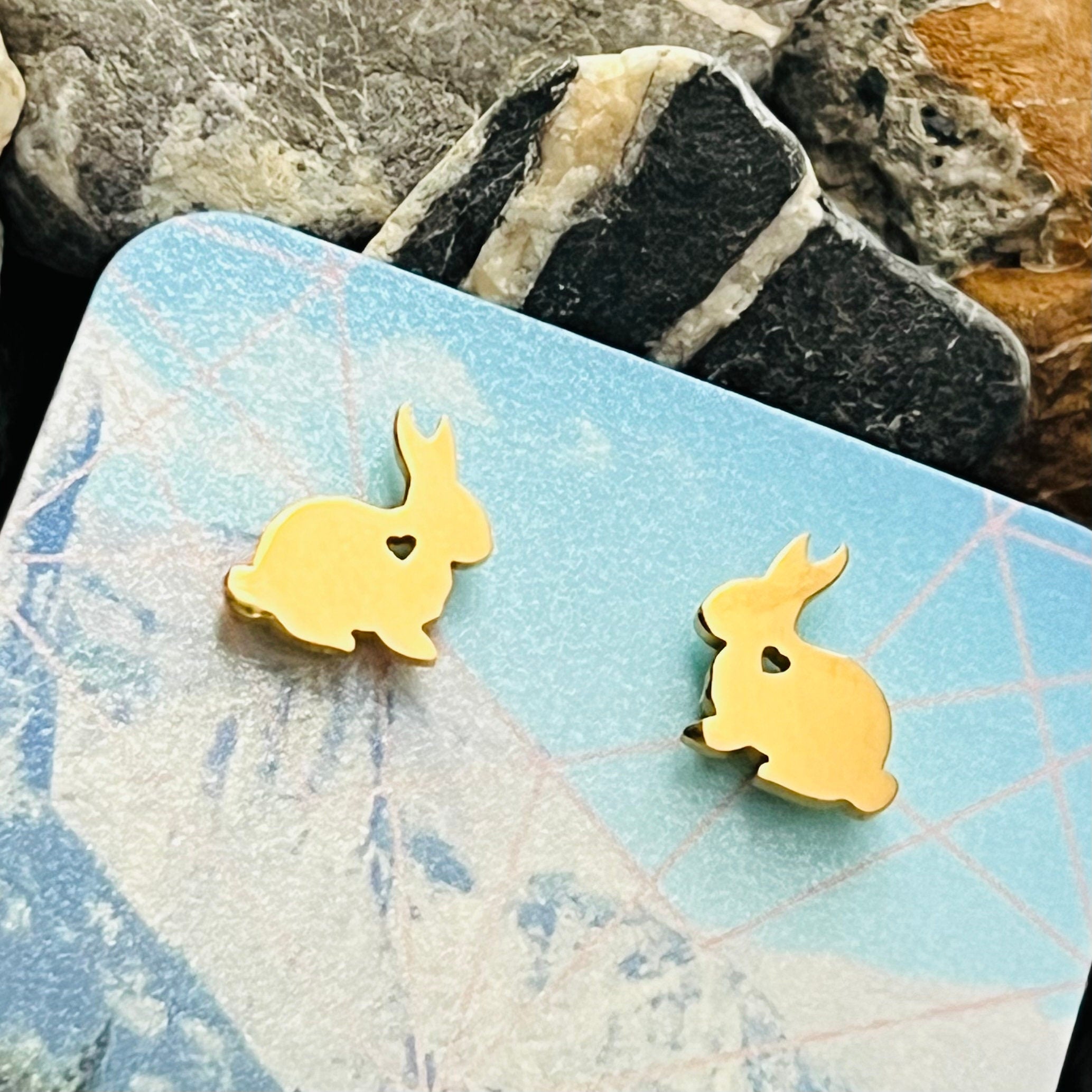 Stainless steel rabbit stud earrings