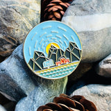 Mountains and Sunset enamelled pin