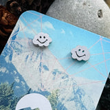 Stainless steel smiling cloud stud earrings