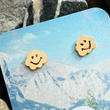 Stainless steel smiling cloud stud earrings