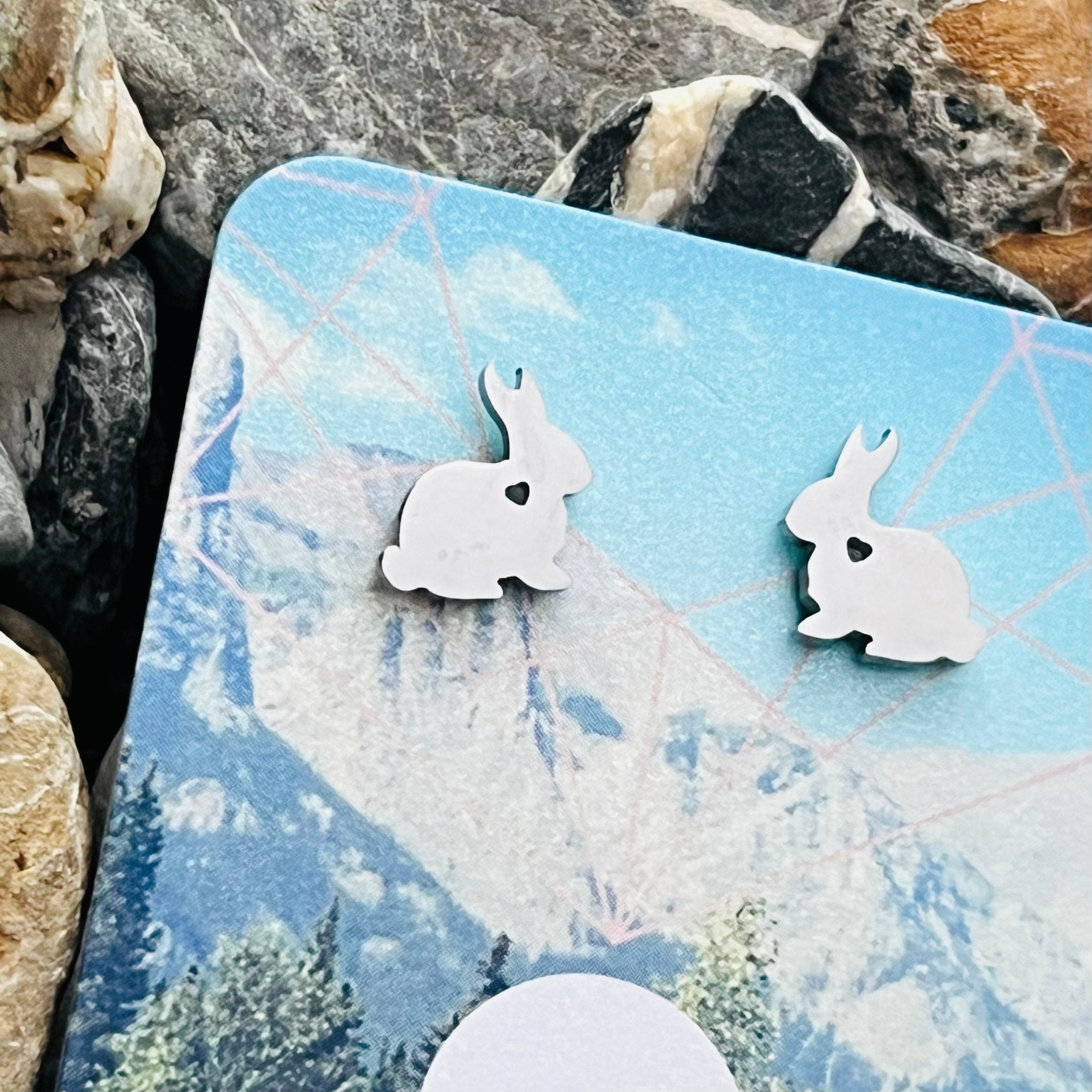 Stainless steel rabbit stud earrings